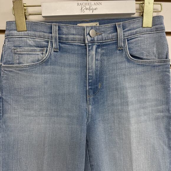 L’AGENCE Sada High Rise Cropped Slim Jeans Size 25 Bellevue Wash Stretch Raw Hem - Picture 3 of 15